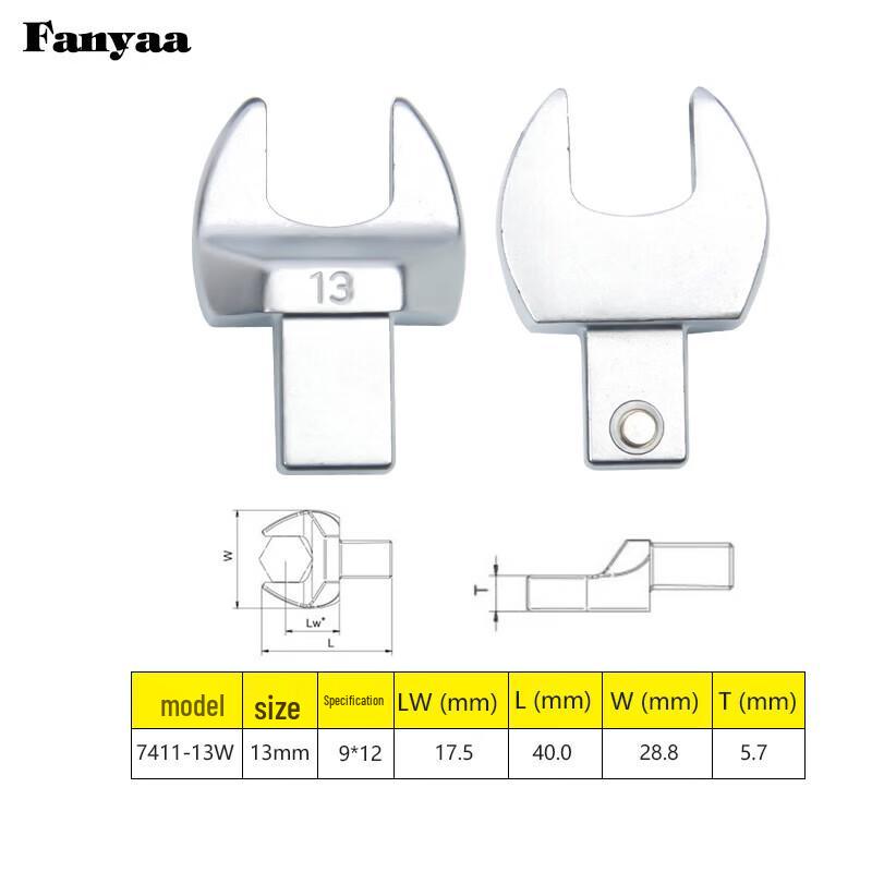 Fanyaa 9x12mm Torque Wrench Open-End Head