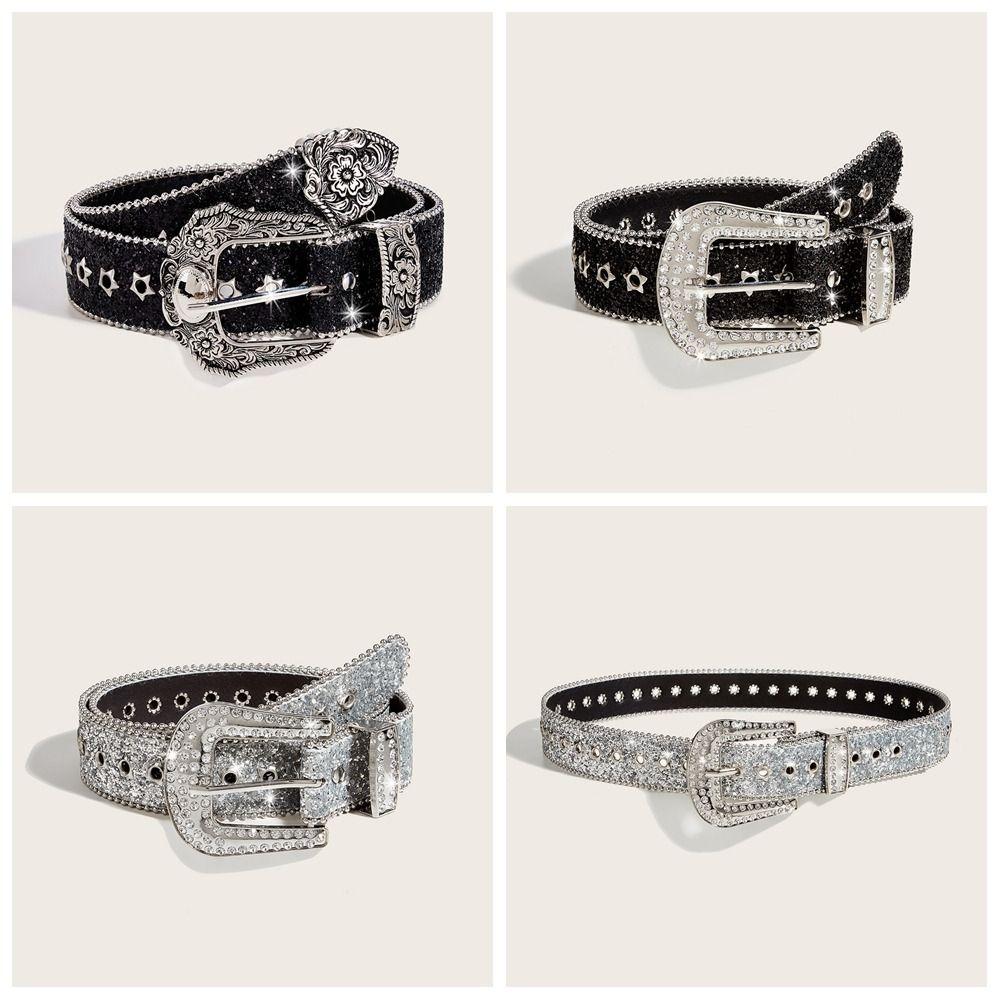 Korean Style Rhinestone Waistband Harajuku Jeans Waistband Adjustable Retro Y2k Belt Lady