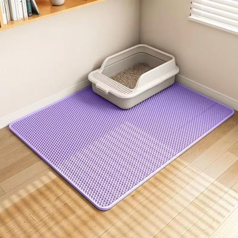 Double Layer Non-Slip Cat Litter Mat, Waterproof & Wear Resistant Pet Cleaning Pad