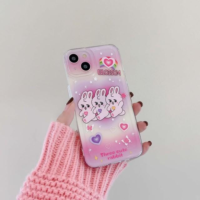 

Мягкий силиконовый чехол для телефона с рисунком «Три кролика» Ins Gradient для Iphone 14 13 Pro Max Plus 12 11 Promax For iphone 12pro