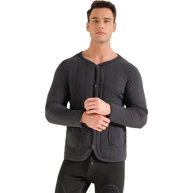 Men's Plus Velvet Thickened Wool Thermal Cardigan - Large Sizes for Middle-Aged & Elderly