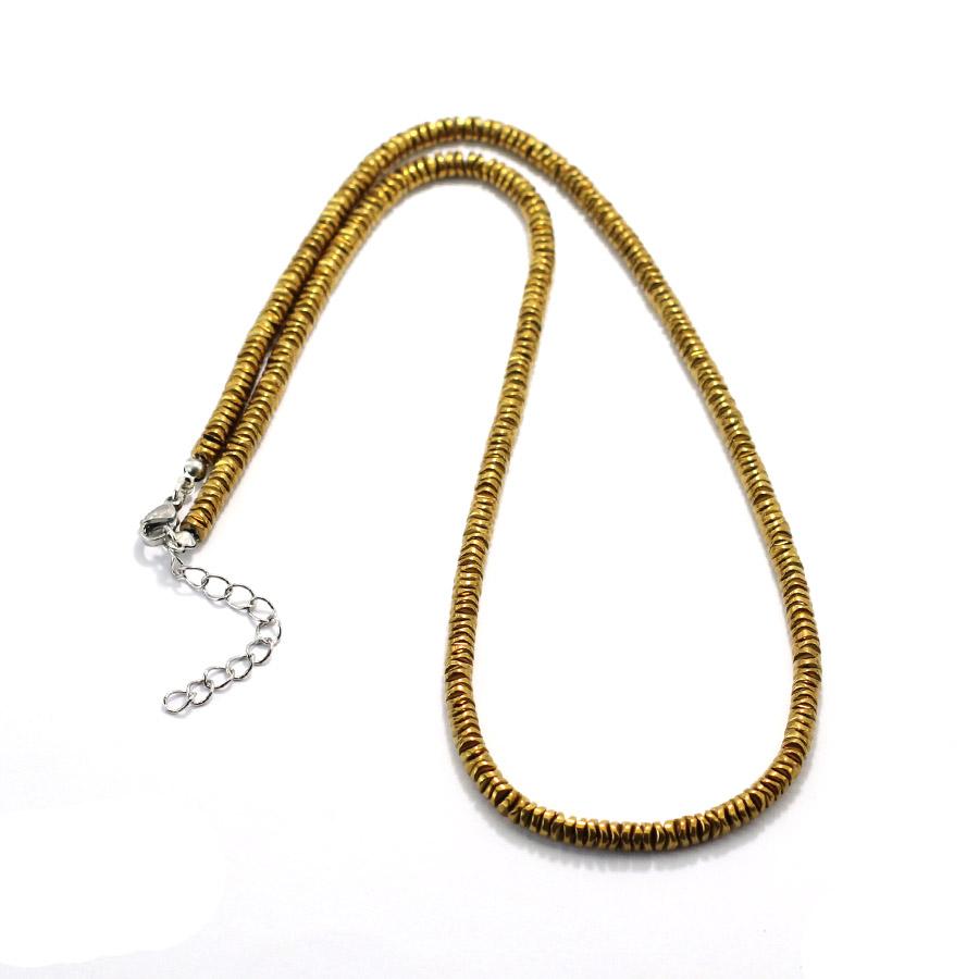 Minimalist 4mm Beads Hematite Stone Healing Necklace For Men 19 Inches Vintage Silver Gold Color Short Collar Casual Accessories