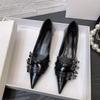 European and American style pointed head shallow mouth buckle thin belt kitten heel single shoes women's autumn 2025 shallow mouth low heel women's sh