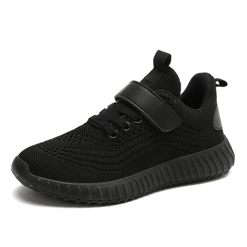 Children's Four Seasons Sports Shoes 2025 Boys Flying Woven Breathable Shoes Middle Aged Children and Girls Campus Outdoor White Shoes