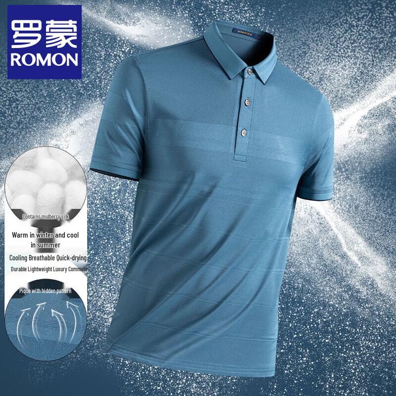 Luomeng Men s Mulberry Silk Blend Short Sleeve Polo Shirt 48
