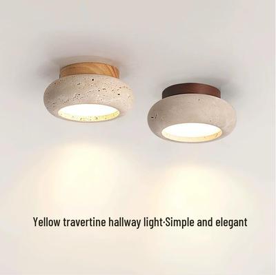 Wabi-Sabi Yellow Stone Ceiling Light for Hallways, Guest Rooms, and Balconies