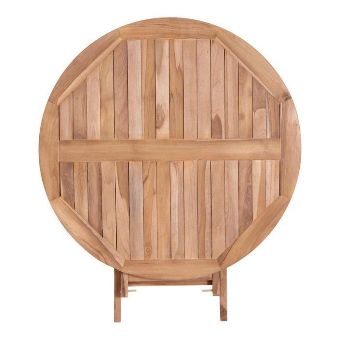 Table de jardin Ø 100 cm + 4 chaises en teck