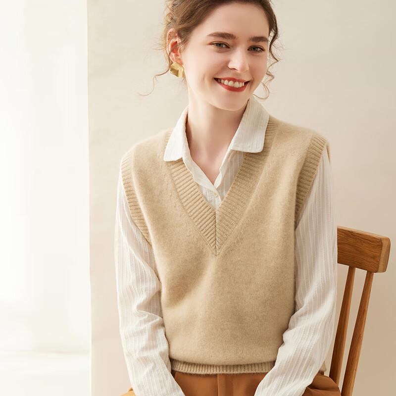 Fanzhen Women's Cashmere Blend V-Neck Vest