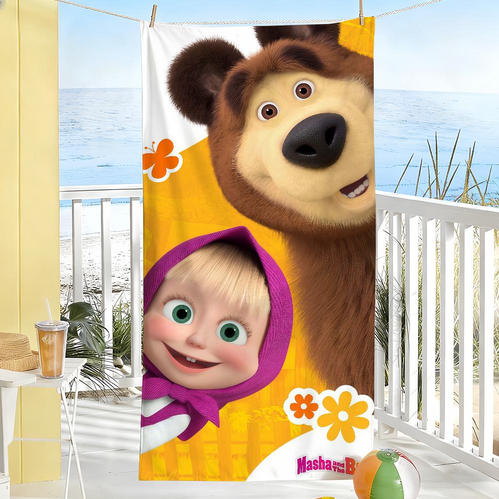 Cartoon m-Masha-and the B-Bear Towel Drying Bath Towel Applicable To Light Swimming Camping Yoga Beach Out