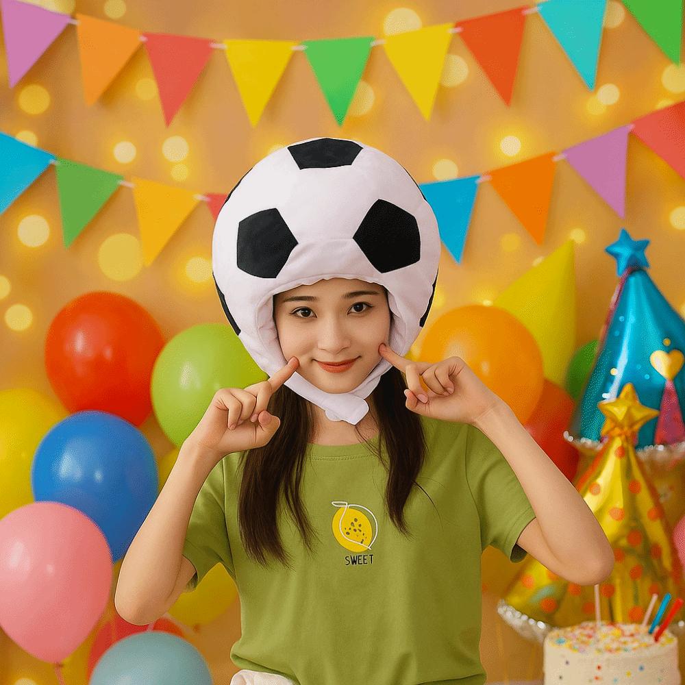 Novelty Cartoon Headgear Cap Funny Football Shape Hat Creative Plush Headgear  Cosplay Costume