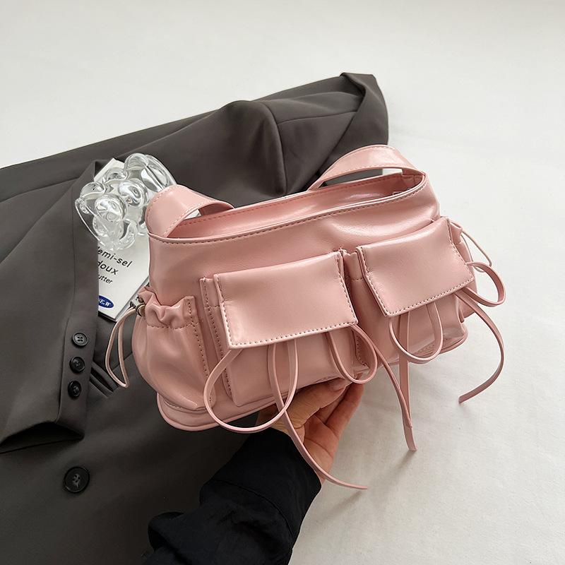 

Fashion PU buckle pocket underarm bag women s new trendy underarm bag versatile shoulder bag рожевий