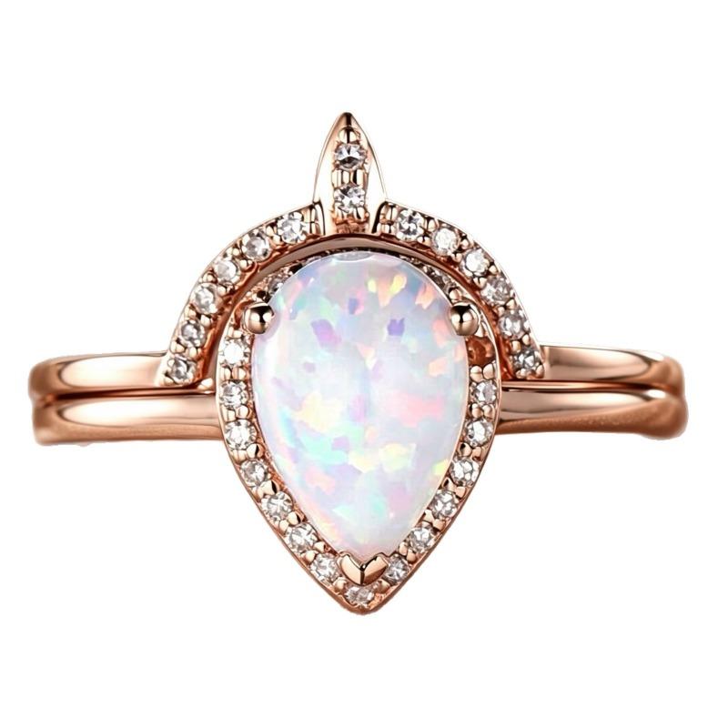New European and American Women's Ring Accessories Inlaid Opal Ring, Silver Opal Women's Ring