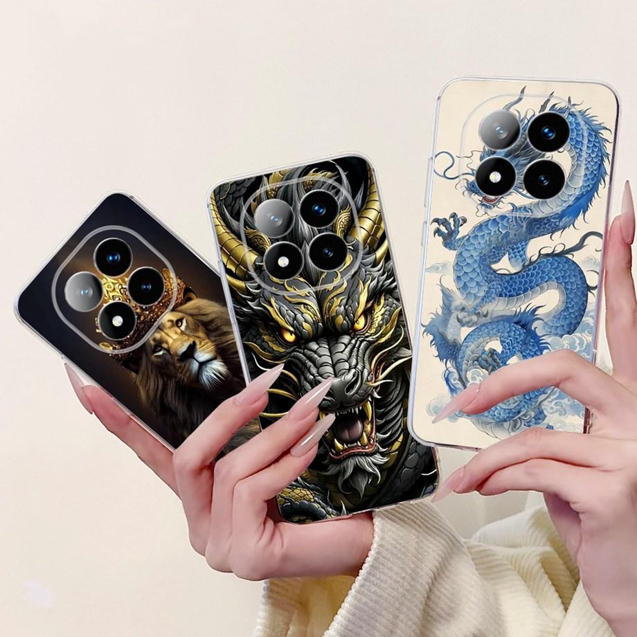 For Xiaomi Redmi Note 14 14Pro 14 Pro+ Plus Case Cute Animals Tiger Lion Dragon Cartoon Phone Cover Soft TPU Matte Silicone Capa