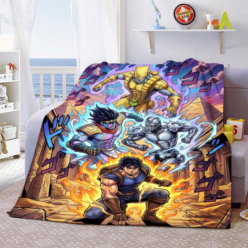 JoJo Anime Lightweight Flannel Blanket Soft Warm Throw Cozy Blanket for Sofa Bed Home Decor -QJY