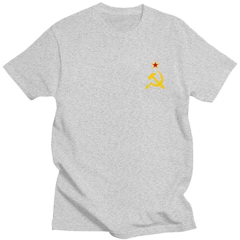 Custom Mens Russian Soviet Flag T Shirts ShortSleeve Cotton Tshirt Leisure CCCP USSR Hammer And Sickle Tee Slim Fit Clothing