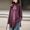 Women's Pure Wool Half-High Collar Sweater with Irregular Design - Cozy, Fashionable, Cape-Style Knitwear