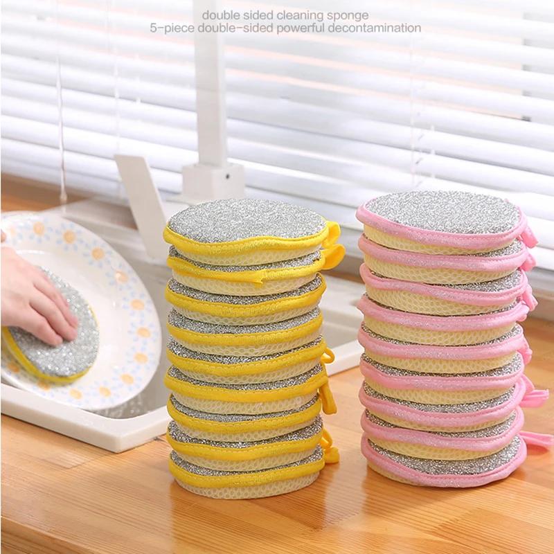 Dishwashing Sponge Non-stick Oil Dish Washing Magic Sponges Scouring Pads Kitchen Cleaning Tool Reusable Double Sided Dish Cloth