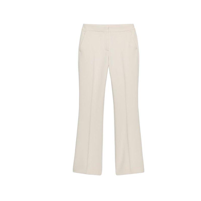 

Round Tie Shoulder Pad Slim fit Belt Blazers 8585593 High Waist Simple Flared Trousers 8583593 Ivory Pants L