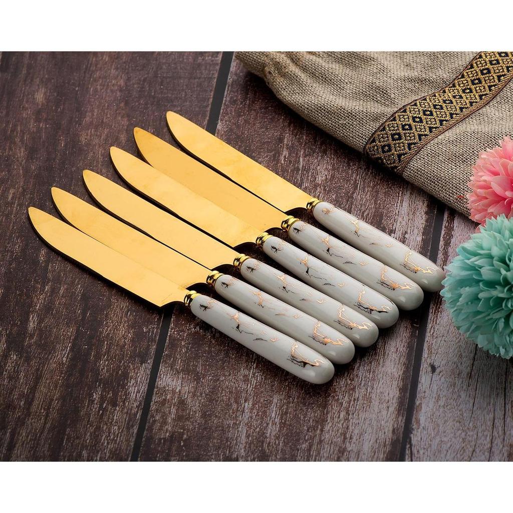 Stainless Knife Set for Home Kitchen & Restaurant Cutlery Dinner Table with Ceramic Handle