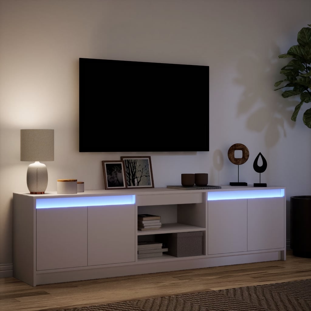 Vidaxl Szafka Tv Z Led, Biała, 180X34X50 Cm, Materiał Drewnopochodny
