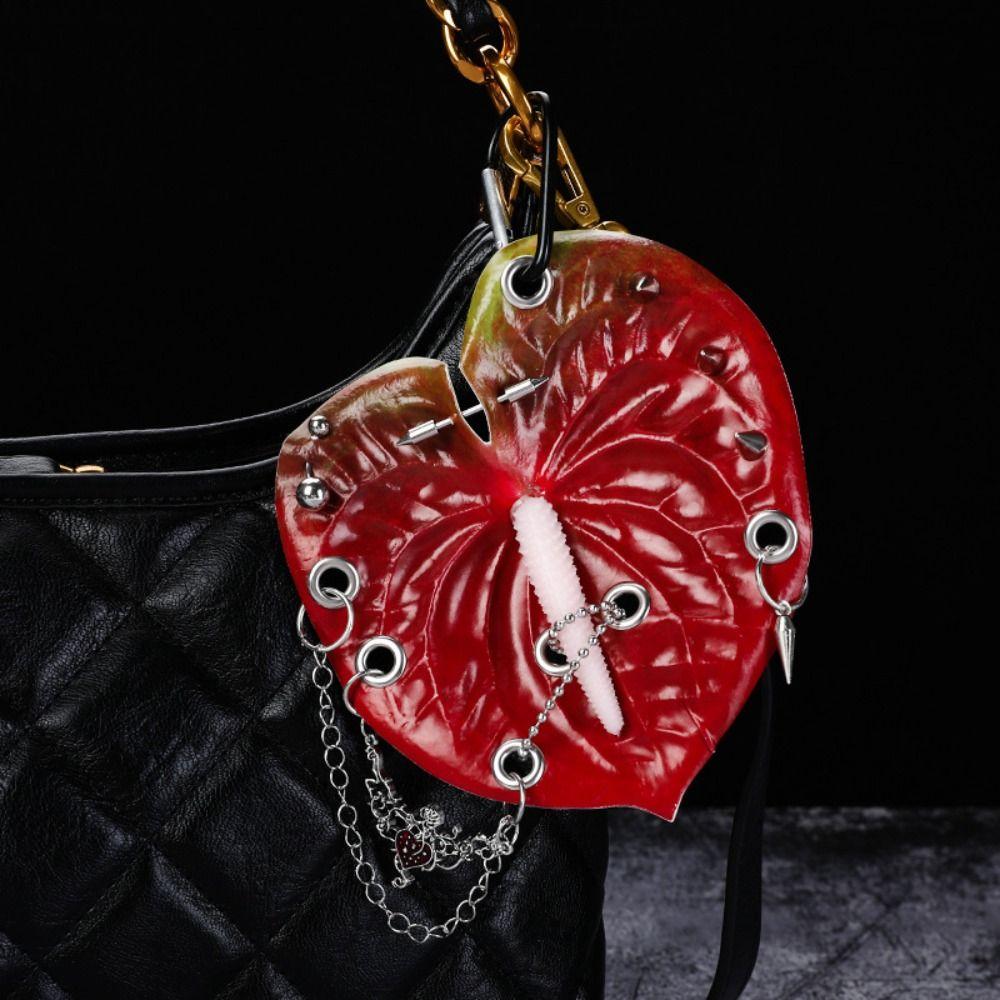 Phone Charms Imitation Flower Pendant Puncture Rivet Bag Pendant  Gift Jewelry