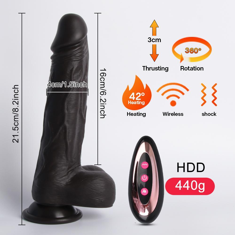 Realistické Dildo Vibrátor pro ženy Dildo Sex Toys Topení Dick Dálkové ovládání Teleskopické rotační penisové vibrátory Sex Machine