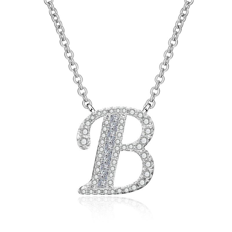 WWJ Collier élégant avec pendentif en zircone cubique brillant avec 26 lettres initiales