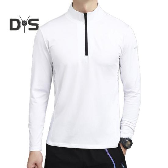 Men's Sports Shirts Stand Collar Half Zip Sweatshirt Solid Color Slim Fit Long Sleeve Pullover Shirt for Autumn Winter Casual Wear