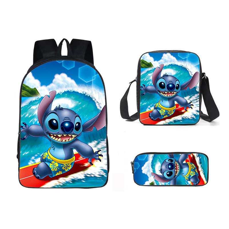 Stitch Cartoon Backpack For Kids Oxford Fabric Waterproof School Bag With Breathable Straps