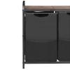 2 Section Laundry Sorter with Pull-Out Bags Metal Frame & Wooden Tabletop