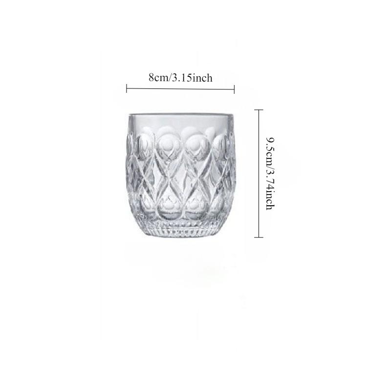 Nordic Style Glass Cup Transparent Tea Cup Relief Water Bottle Multiple Capacity Glass Cup Party Cocktail Glass Drinking Glasses 1pcs