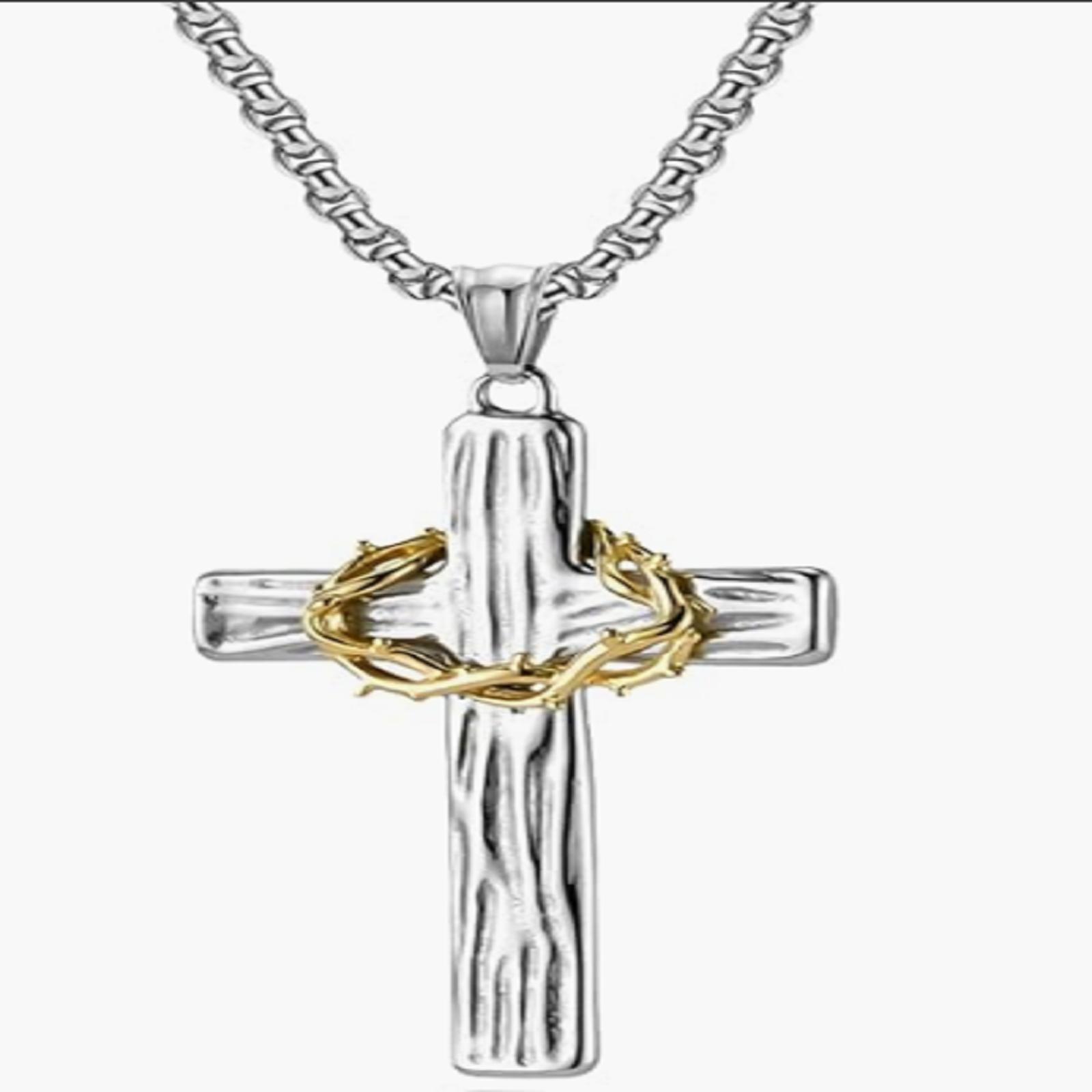 with Secret Compartment Cross Pendant Necklace Openable Zinc Alloy Chain Pendant Vintage 3D Printed Metal Charm Jewelry Necklace