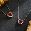 Titanium Steel Sword & Red Heart Necklace Set with Micro-Set Cubic Zirconia Arrow and Layered Clavicle Chain.