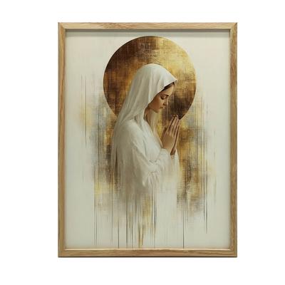 Prayer In Silence - Mary Prayer In Silence - Mary, 30X40 Cm, Gold Aluminum Frame, 230 Gsm Matte Paper