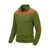 Felpa Uomo Vintage Stile Europeo con Mezza Zip e Collo Alto in Tessuto Poliestere per Uso Casual