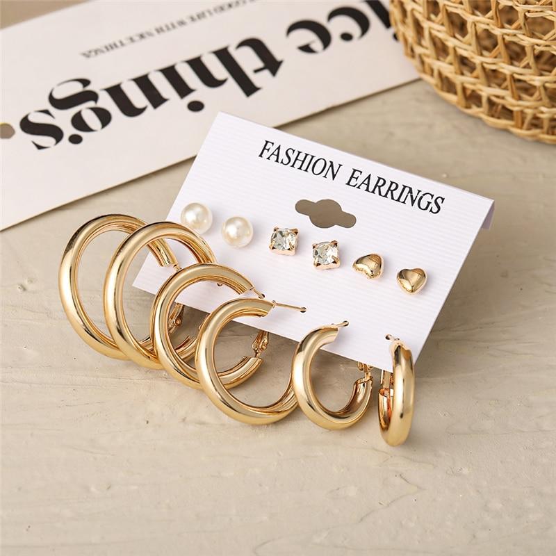 IF ME Trendy Geometirc Gold Round Hoop Earrings Set For Women Big Leopard Resin Hoop Earrings Accessories Jewelry Party