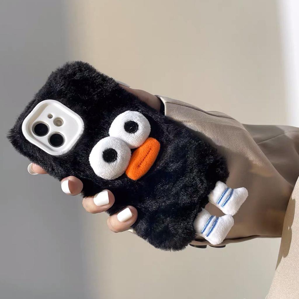 Cartoon Sausage Mouth Plush Phone Case for iPhone15Plus 14 13 12 11 All-inclusive Fall/winter Phone Case