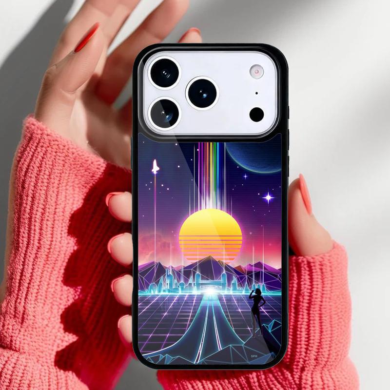 Synthwave 80's Retro Neon Phone Case for iPhone 17 Air 16e 15 14 13 Pro Max Back Cover for 12 11 Pro Coque