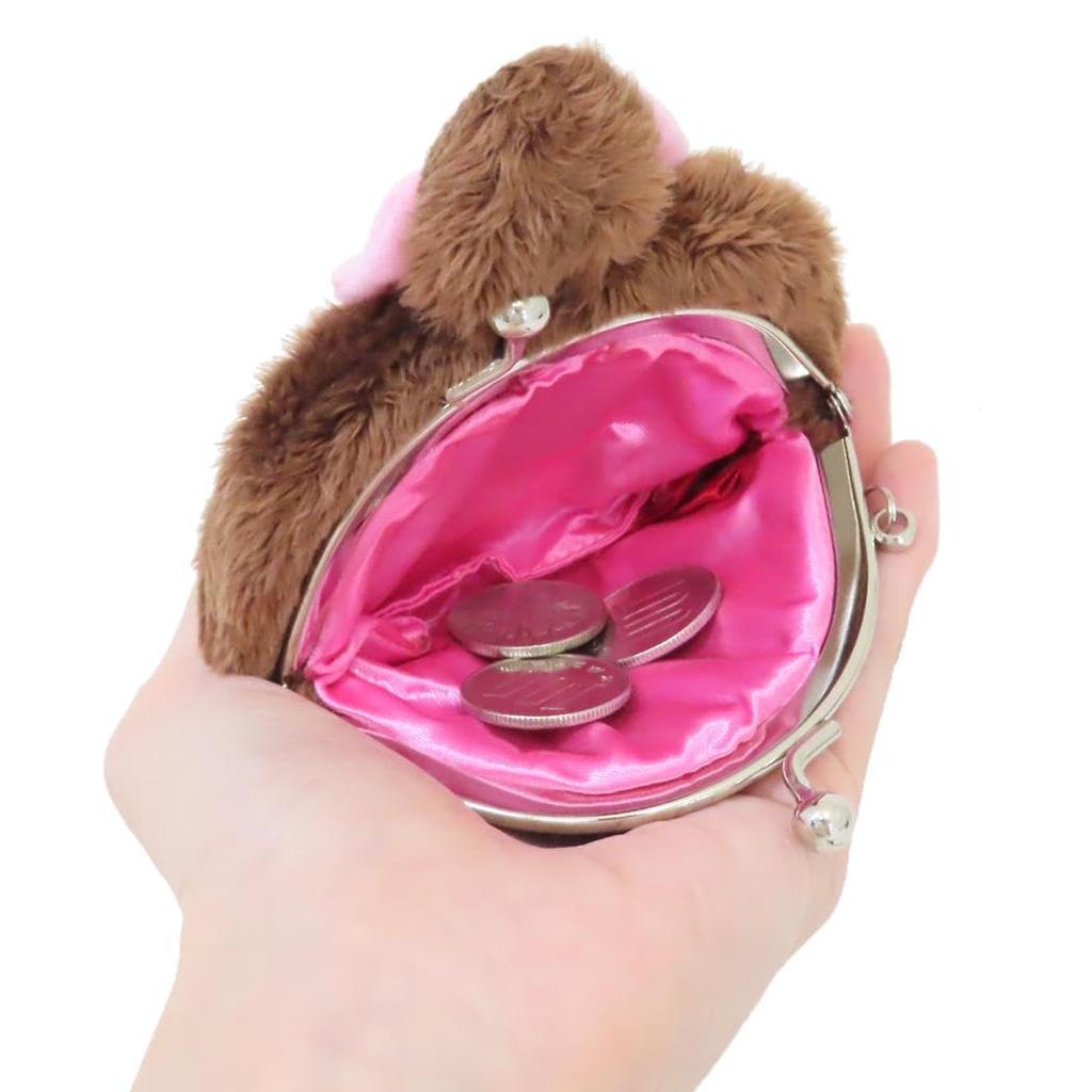Monchhichi Character Coin Purse Pouch Monchhichi-chan Face by Unic, Plush Polyester, Kiss-lock, for Coins and Small Items