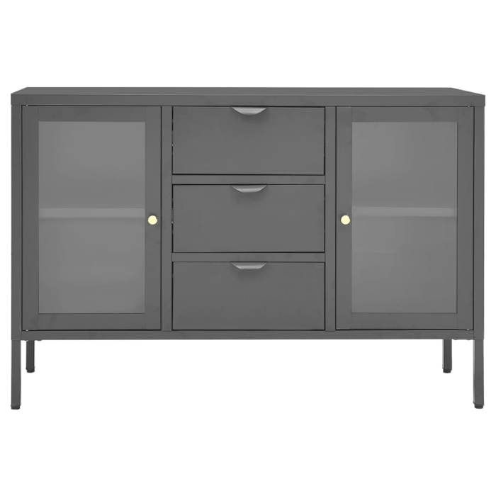 VidaXL Buffet Anthracite 105x35x70 cm Acier et verre trempé