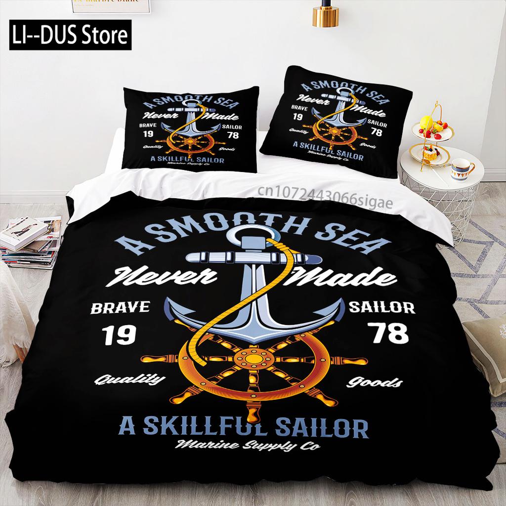 Neue Marine Ozean Anker Bettwäschesets Ozean Geist Bettbezug King Queen Einzelgröße Bettwäsche mit Kissenbezug Teenager Jungen Geschenk