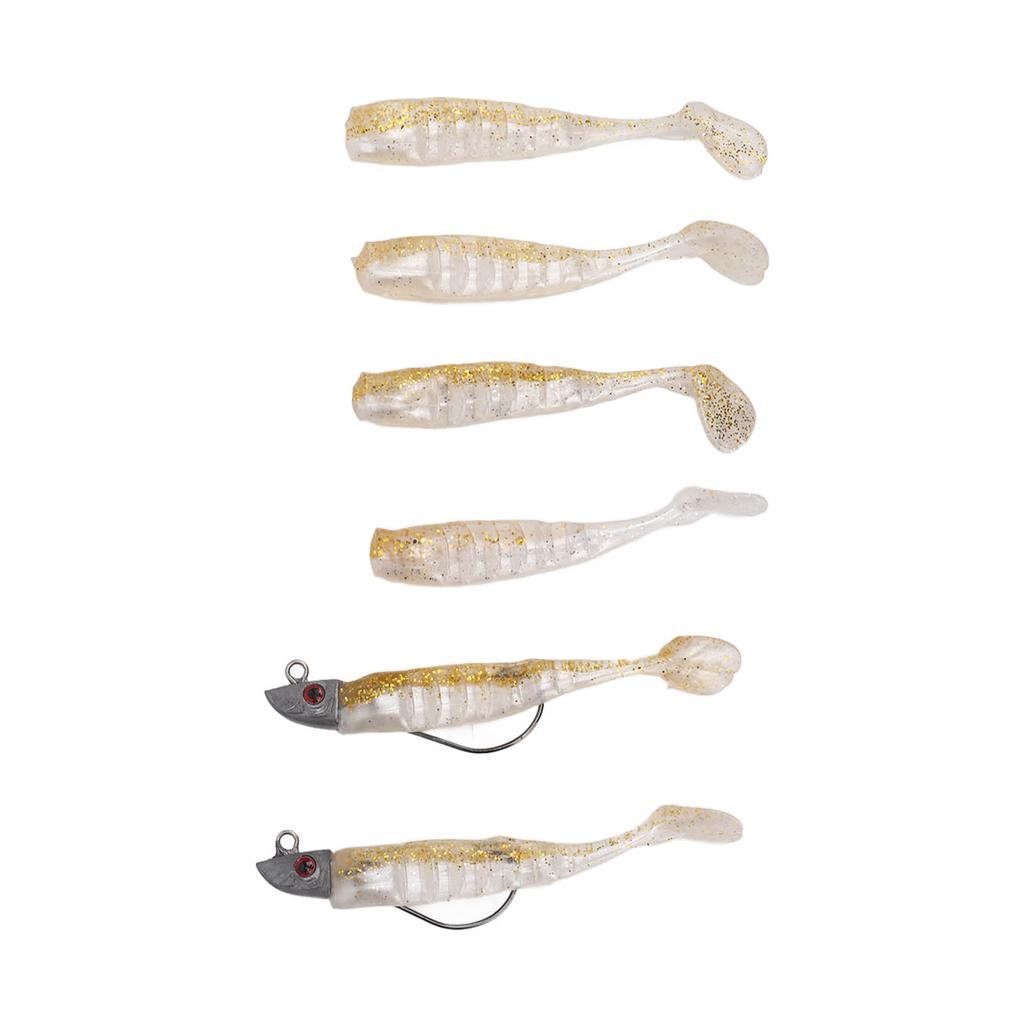 2 Sets Silicone Artificial Fishing Bait with 3D Eyes Soft Fishing Bait for Saltwater FreshwaterGold