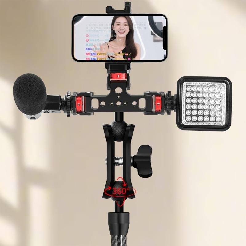 Aluminum Triple Mount Adapter 1/4 3/8 Thread for Action DSLR Camera Phone Tripod Extension Bracket Mount Replacement