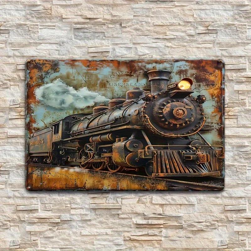 2D Flat Wooden Sign 30*20cm Vintage Steam Locomotive Wooden Decorative Sign, Erfect for Home, Bar, Cafe, Office, or Garage