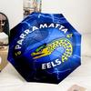 Parramatta Eels Team Crest Automatic Folding Umbrella - 8-Rib Travel Umbrella with Auto Portable Case, Ideal Gift for Birthdays