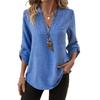 Woman Clothing Cotton Linen Shirt with Buttons and Large-size V Neck for Women Tight Fashion Long Sleeve Solid Color Top