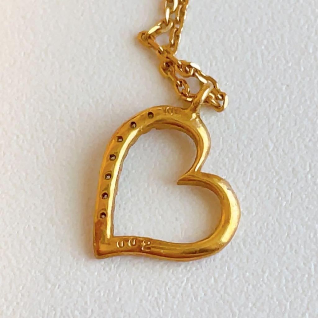 Used K18 YG Open Heart Necklace