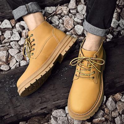 Martin Boots Men's Casual Retro Tooling Boots High-top Outdoor Shoes Velvet Big Yellow Boots Men's Shoes