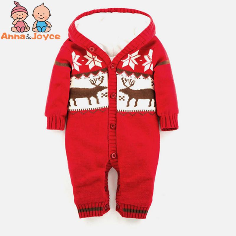 Winter Weihnachten Elch Infant Baby Verdickung Warme Overall Neugeborenen Jungen Mädchen Strampler Overalls