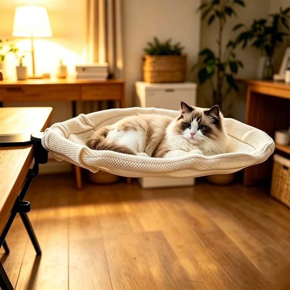 Breathable Mesh Cat Bed Desk Space Saving Foldable Cat Nest Hammock New Window Cat Bed Balcony Use